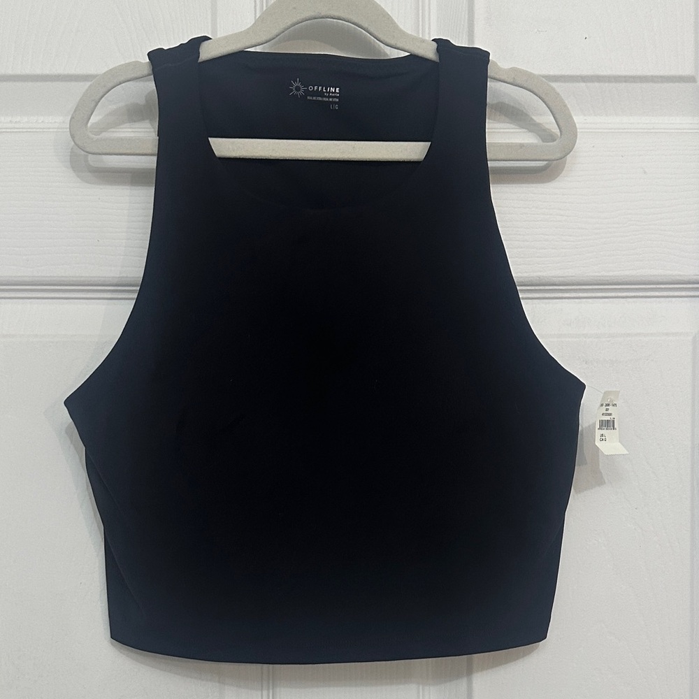Offline by Aerie Black Sleeveless Crop Top size L large